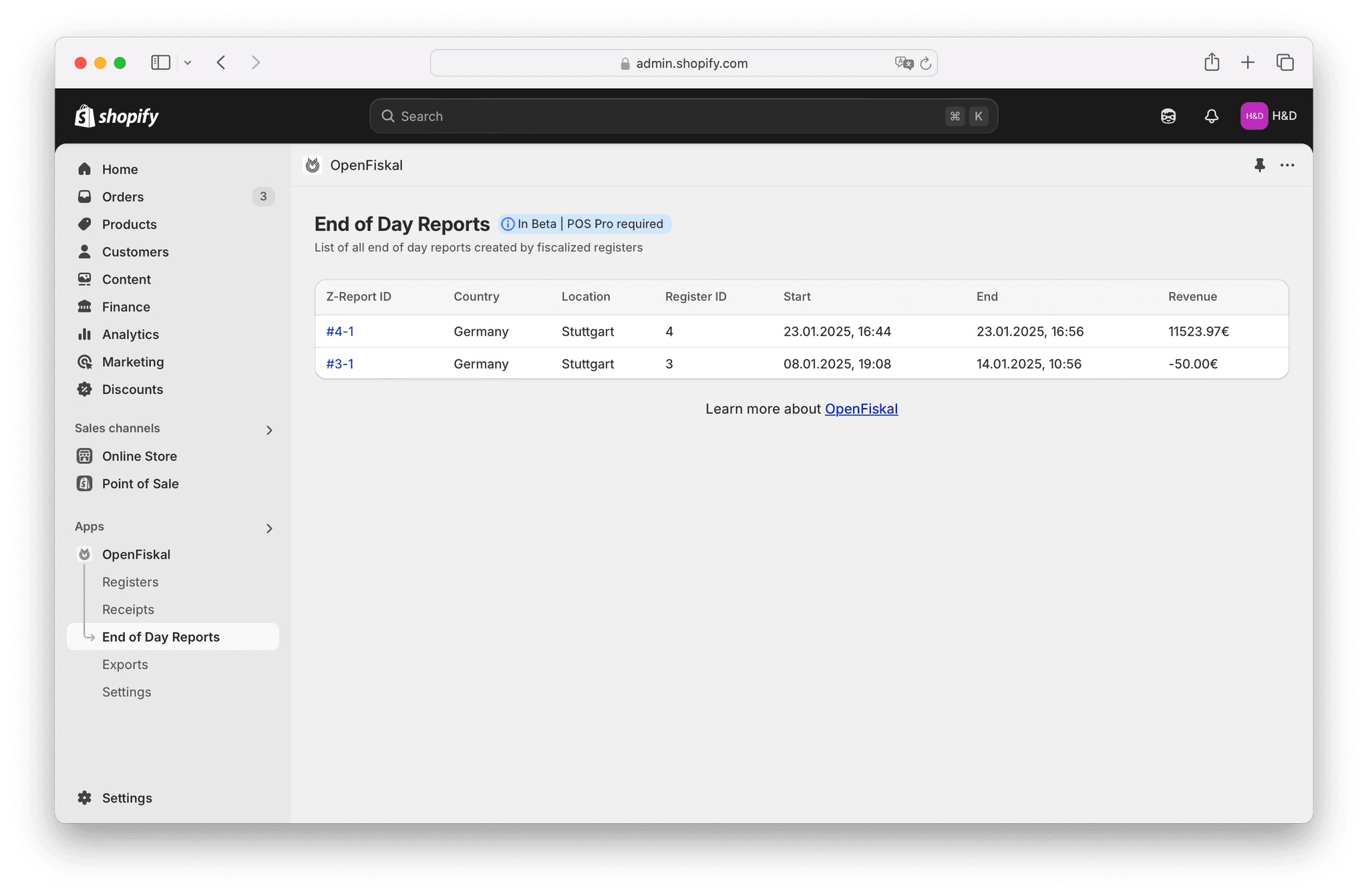 Shopify POS Tagesabschluss mit OpenFiskal: Automatische Z-Bons & Buchhaltungsoptimierung