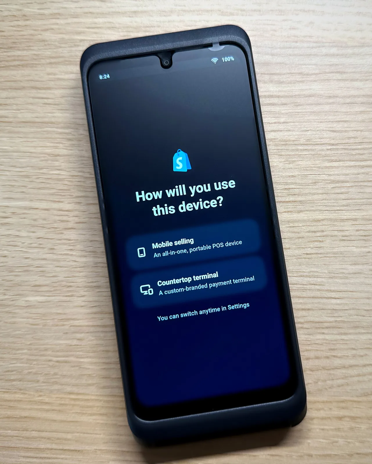 Shopify Victa Mobile Einrichtung: Auswahl zwischen Mobile Selling und Countertop Terminal